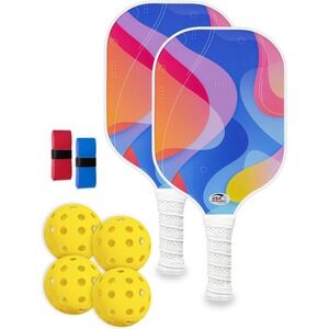 Vibrant Pickleball Paddles Set 2 Paddles 4 Balls Grips Bag